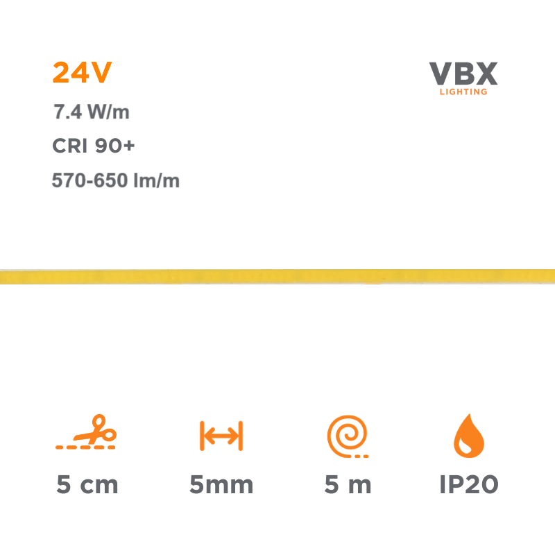 Reel 5 meters LED VBX COB 5mm